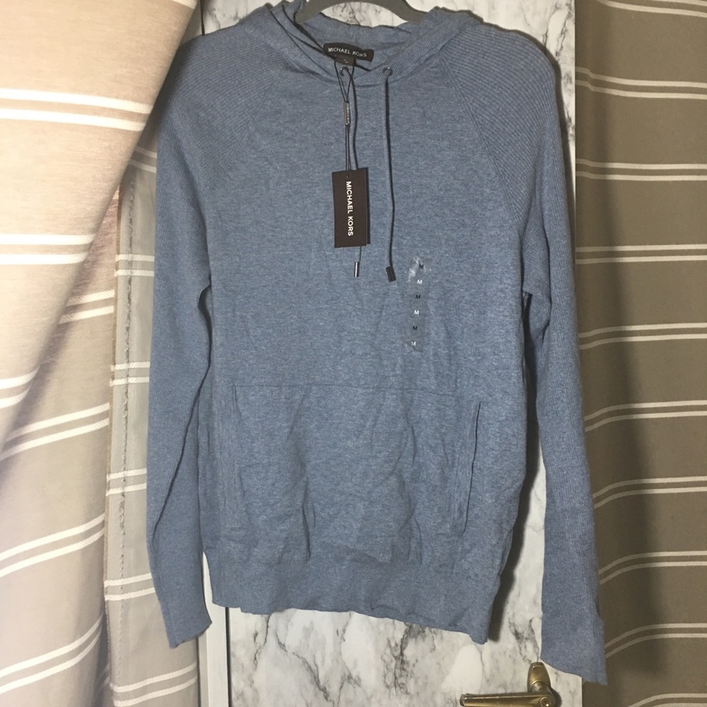 Michael Kors Mens Blue Hood Sweater